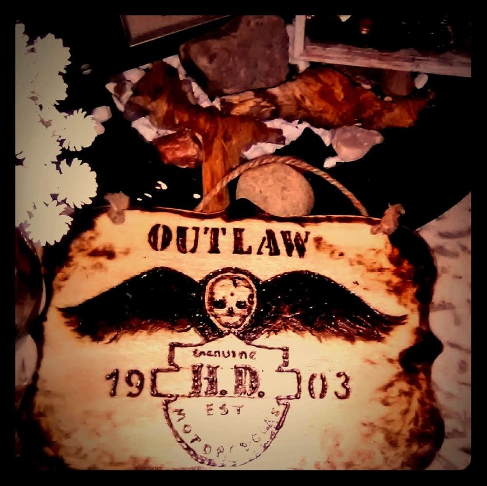 Handcrafted WoodBurnt Harley Davidson plaque